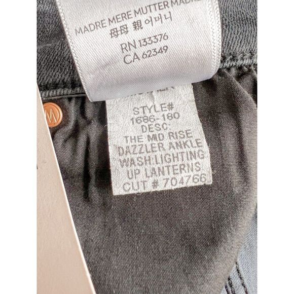 NWT MOTHER The Dazzler Slim Straight Mid Rise Jeans in Lighting Up Lanterns Gray - Picture 9 of 11